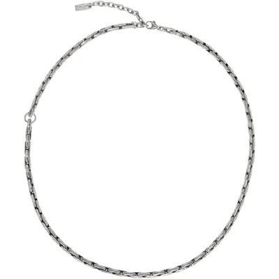 Shop Saint Laurent Silver Ovale Necklace In 8142 Silvox