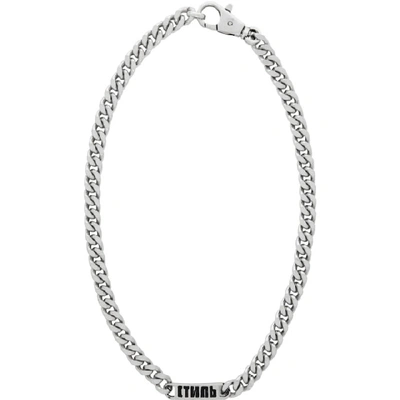 Shop Heron Preston Silver Curb Chain Style Necklace In 9191 Slvslv