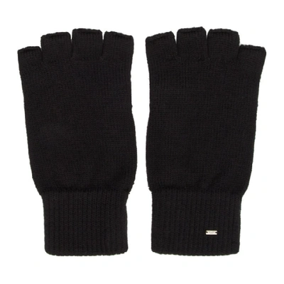 Shop Saint Laurent Black Wool Fingerless Gloves In 1000 Black