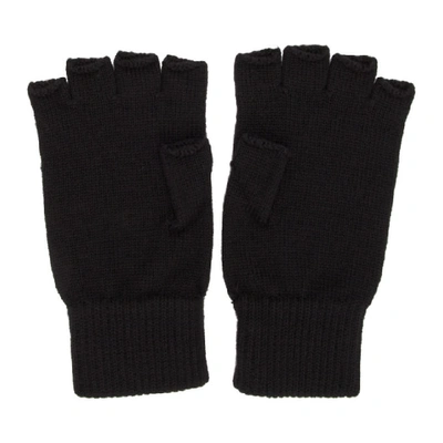 Shop Saint Laurent Black Wool Fingerless Gloves In 1000 Black