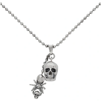 Shop Alexander Mcqueen Silver Spider And Skull Necklace In 0446 Silver