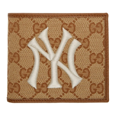 Shop Gucci Beige And Brown Ny Yankees Edition Gg Patch Wallet In 9573 Biege