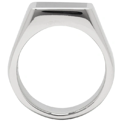 Shop Givenchy Silver And Black Logo Signet Ring In 008-blk/sil