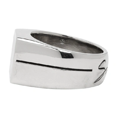 Shop Givenchy Silver And Black Logo Signet Ring In 008-blk/sil