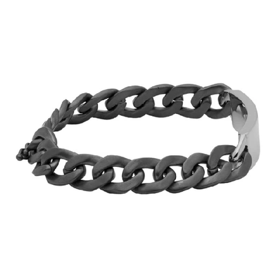 Shop Maison Margiela Gunmetal Chain Bracelet