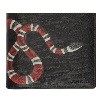 Shop Gucci Black Snake Gg Wallet In 1058 Snake