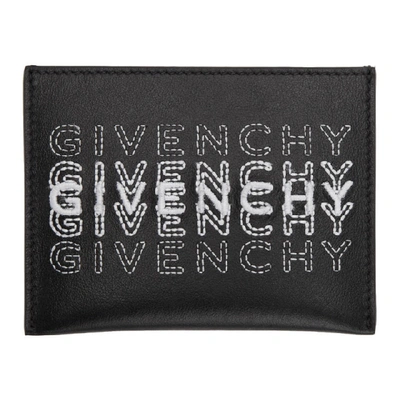 Shop Givenchy Black Embroidered Logo Card Holder