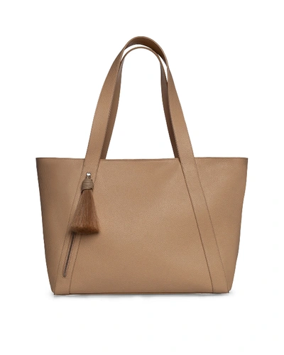 Shop Akris Alexa Medium Leather Tote Bag With Tassel In White