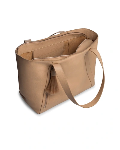 Shop Akris Alexa Medium Leather Tote Bag With Tassel In White