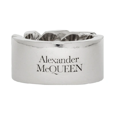 Shop Alexander Mcqueen Silver Identity Chain Ring