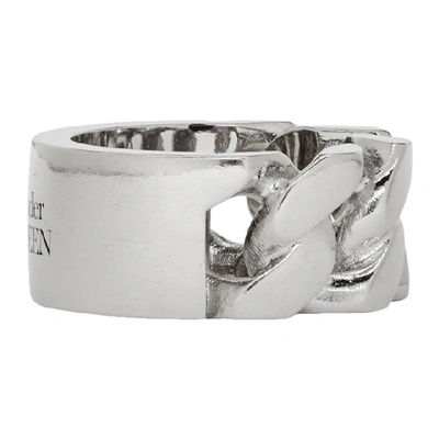 Shop Alexander Mcqueen Silver Identity Chain Ring