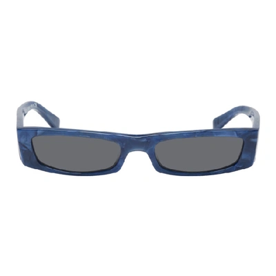 Shop Alain Mikli Paris Blue And Grey Alexandre Vauthier Edition Edwidge Sunglasses In Blu Dark Gr