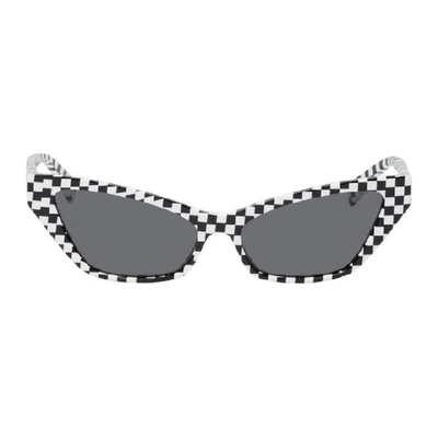 Shop Alain Mikli Paris Black And White Check Le Matin Sunglasses In Blk White