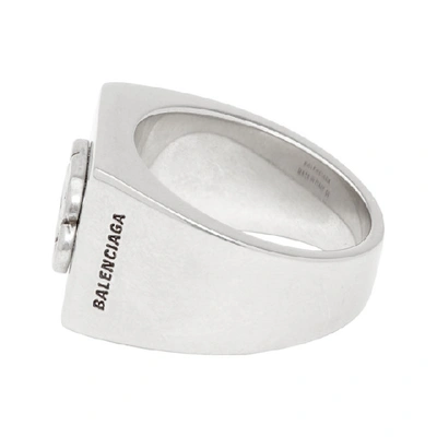 Shop Balenciaga Silver Bb Logo Ring In 0911 Atqsil