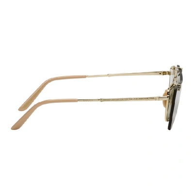 Shop Gucci Gold Skinny Flip-up Sunglasses