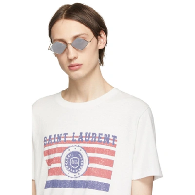 Shop Saint Laurent Silver Diamond Sl 302 Sunglasses In 040 Silver