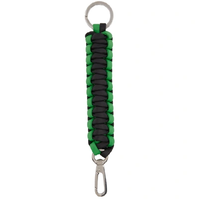 Shop Bottega Veneta Green And Black Knotted Rope Keychain In 8831-grn/bl