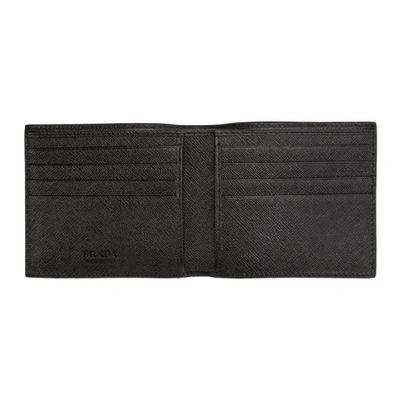 Shop Prada Black And Blue Saffiano Wallet In F011e Blue