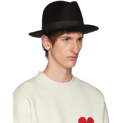 Shop Ami Alexandre Mattiussi Black Merino Felt Hat In 001 Noir