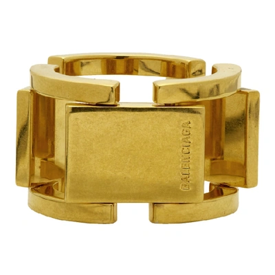 Shop Balenciaga Gold Flat Ring In 0705 Gold