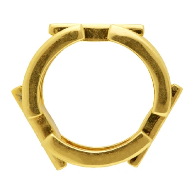 Shop Balenciaga Gold Flat Ring In 0705 Gold