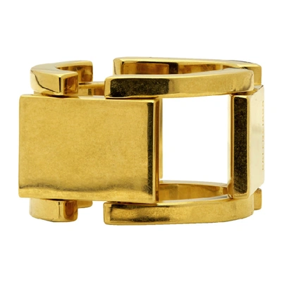 Shop Balenciaga Gold Flat Ring In 0705 Gold