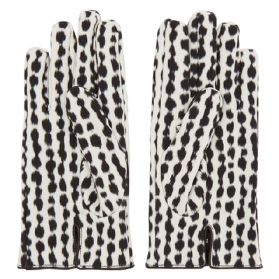 Shop Raf Simons Black And White Animal Print Gloves In 01099 Whtbl