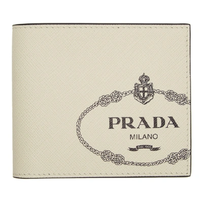 Shop Prada Off-white Logo Print Wallet