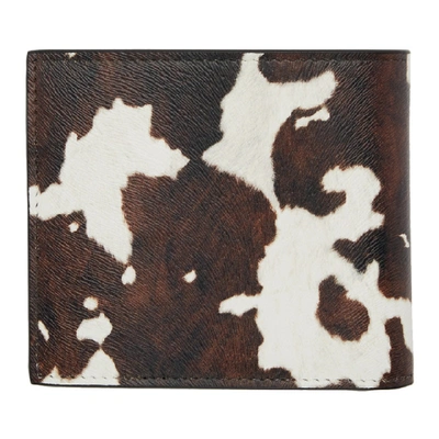 BURBERRY 棕色 AND 白色奶牛纹国际版双折钱包