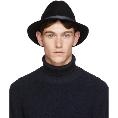 Shop Giorgio Armani Black Felt Hat In Black/gry