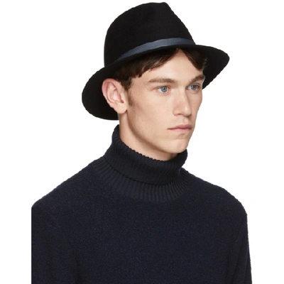 Shop Giorgio Armani Black Felt Hat In Black/gry