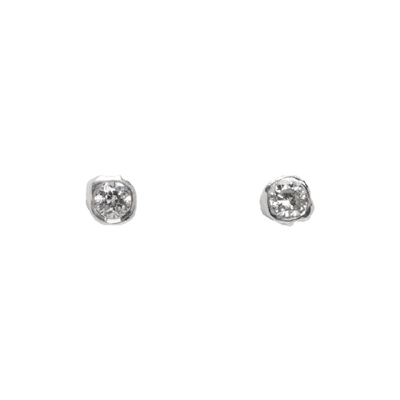 Shop Pearls Before Swine Silver Mini Diamond Stud Earrings In .925 Silver