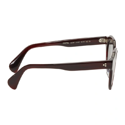 Shop Oliver Peoples Burgundy Irven Sunglasses In Bordeaux Bark/grey