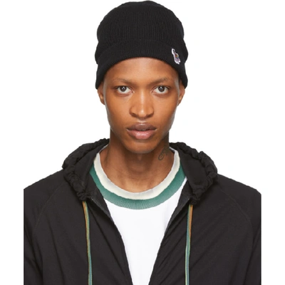 Shop Ps By Paul Smith Black Wool Zebra Beanie In 79 Black