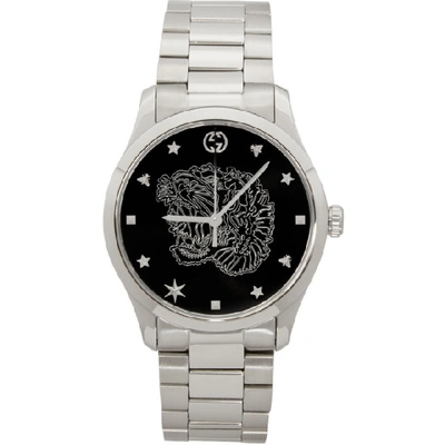 Shop Gucci Silver G-timeless Tiger Watch