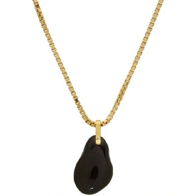 Shop Bottega Veneta Gold And Black Onyx Pendant Necklace In 9800natural