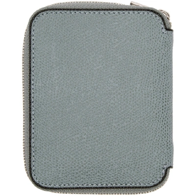 Shop Valextra Blue 6cc Zip Around Wallet In Polvere