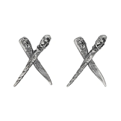 Shop Chin Teo Ssense Exclusive Silver Khopesh Deux Earrings In Cp Silver