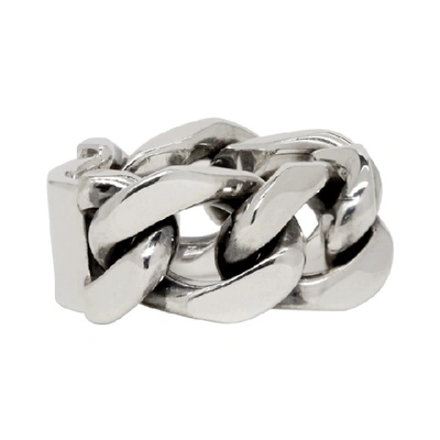 Shop Bottega Veneta Silver Gourmette Ring In 8117-silver