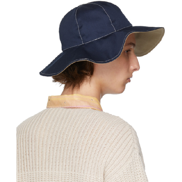 Marni Blue And White Stitch Bucket Hat In Y4261 Blue | ModeSens