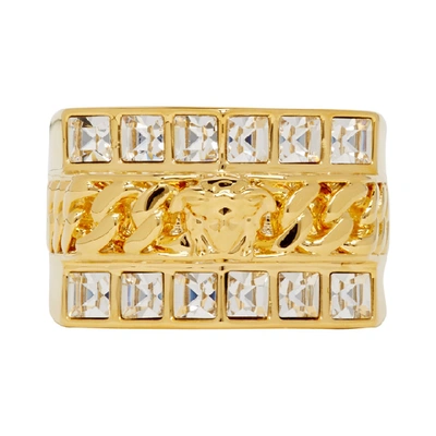 Shop Versace Gold Crystal Medusa Ring