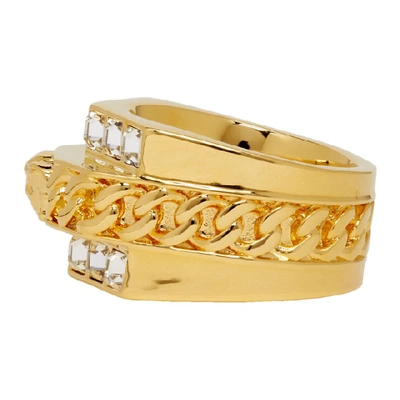 Shop Versace Gold Crystal Medusa Ring