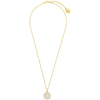 Shop Versace Gold And Silver Medusa Coin Necklace In D00op Gold/