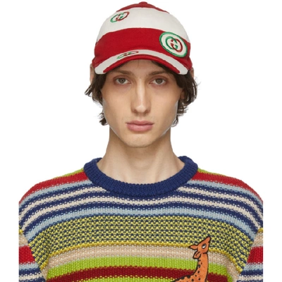 Shop Gucci Red And Off-white Gg Cap In 9574 Sandrd