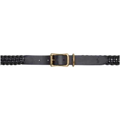 Shop Polo Ralph Lauren Black Braided Leather Belt