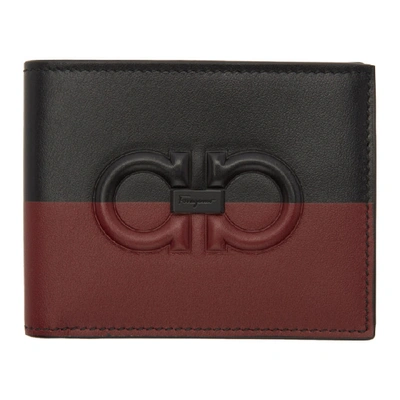 Shop Ferragamo Red & Black Gancini Bifold Wallet