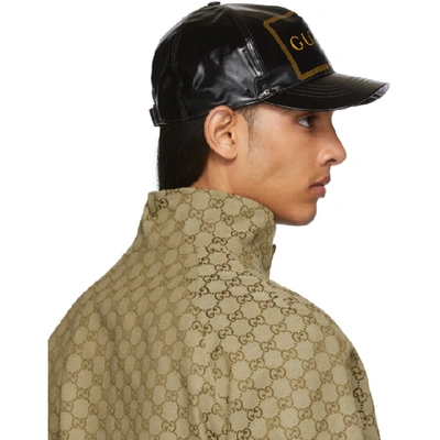 Shop Gucci Black Frame Print Baseball Cap In 1000 Black