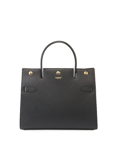 Shop Burberry Small Bar Framed Tote Bag In Black