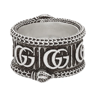 Shop Gucci Silver Gg Marmont Ring In 0811 Agdsil