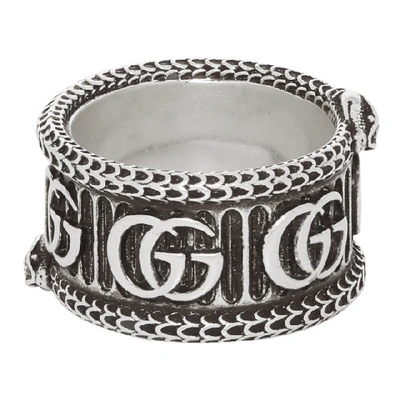 Shop Gucci Silver Gg Marmont Ring In 0811 Agdsil